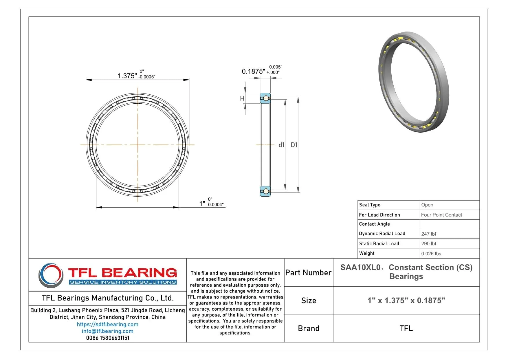 Constant Section (CS) Bearings SAA10XL0 dimension drawing
